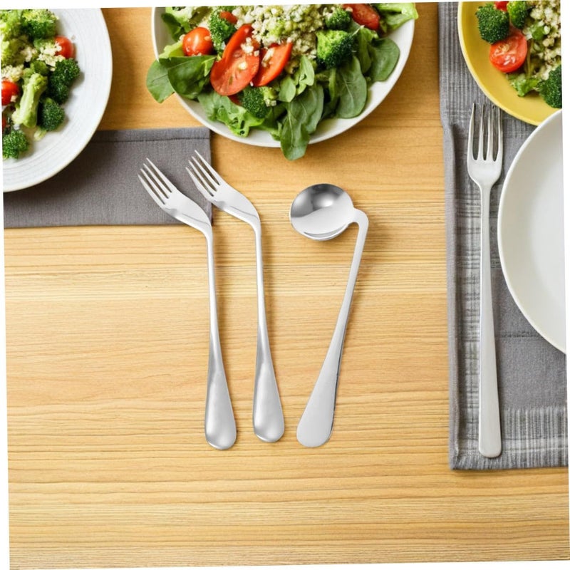 Ergonomic Curved Feeding Spoon Fork For Elderly Disabled Lightweight Eating Aid - Image 5