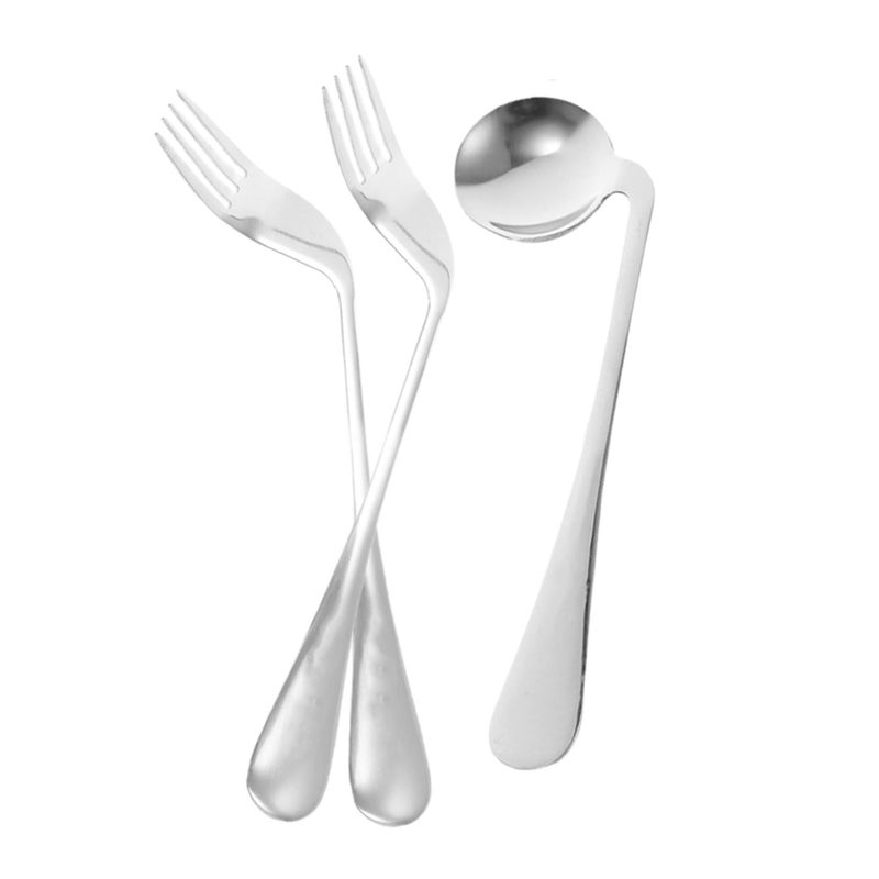 Ergonomic Curved Feeding Spoon Fork For Elderly Disabled Lightweight Eating Aid - Image 2