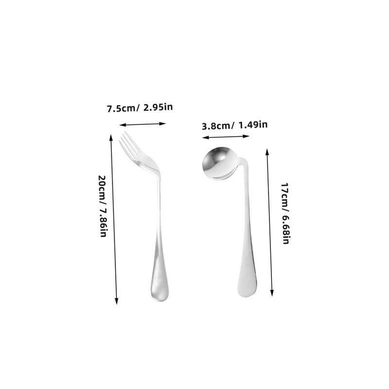 Ergonomic Curved Feeding Spoon Fork For Elderly Disabled Lightweight Eating Aid - Image 3