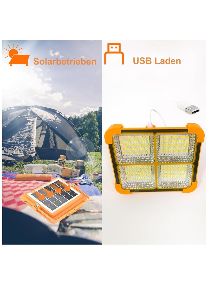 مصباح LED يعمل بالطاقة الشمسية، مصباح عمل محمول مزود بلوحة شمسية، قابل لإعادة الشحن عبر منفذ USB، 5 أوضاع إضاءة، مثالي للتخييم، الصيد، حالات الطوارئ، المرائب، وورش العمل - Image 2