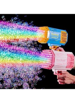 DURKU Colorful Light Bubble Gun with Bubble Solution - Ideal for Kids' Outdoor Summer Fun and Parties - Pink  - Image 2