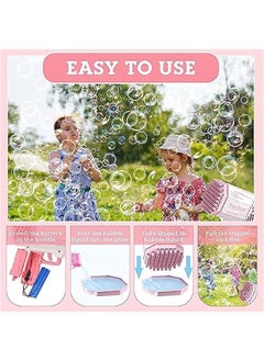 DURKU Colorful Light Bubble Gun with Bubble Solution - Ideal for Kids' Outdoor Summer Fun and Parties - Pink  - Image 5