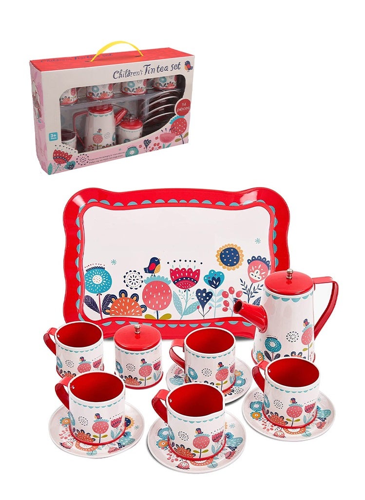 FUN MOMENT 14 Piece Metal Tea Set for Kids  - Image 1