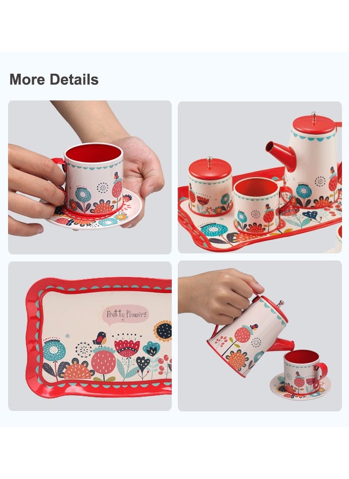 FUN MOMENT 14 Piece Metal Tea Set for Kids  - Image 3