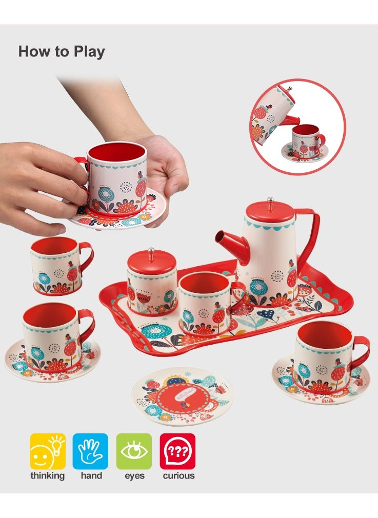 FUN MOMENT 14 Piece Metal Tea Set for Kids  - Image 5