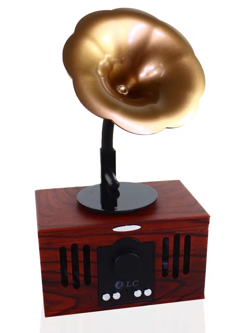 دي إل سي مكبر صوت لاسلكي بتقنية البلوتوث طراز كلاسيكي dlc-32249b بني/ذهبي/أسود