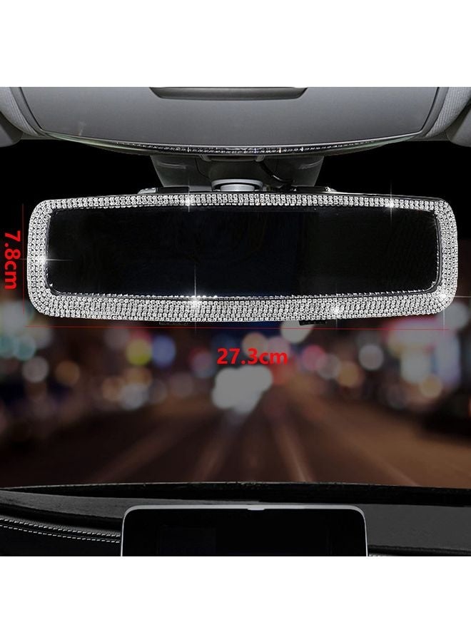 HOMESTAR Bling Rhinestone Car Rear View Mirror with Crystal Diamonds Bling Rhinestones Cars Rear View Mirrors for Women,Car Interior Trim. (Sliver) - Image 2