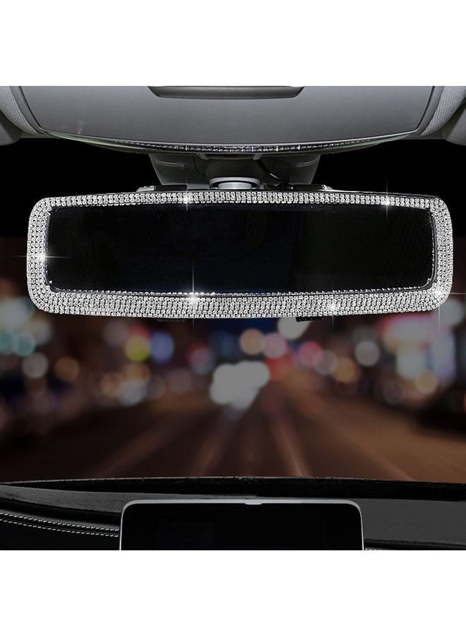 HOMESTAR Bling Rhinestone Car Rear View Mirror with Crystal Diamonds Bling Rhinestones Cars Rear View Mirrors for Women,Car Interior Trim. (Sliver) - Image 1