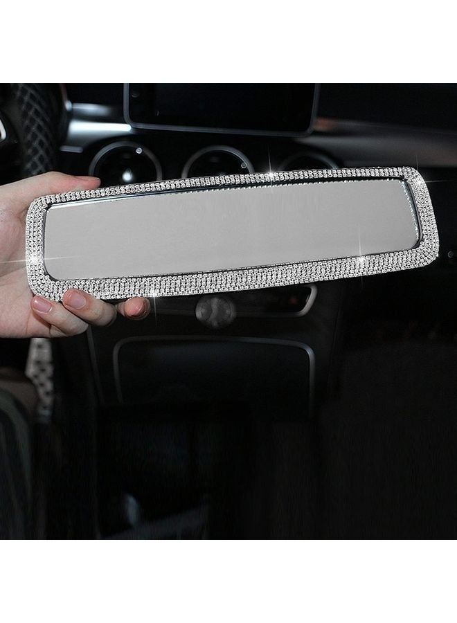 HOMESTAR Bling Rhinestone Car Rear View Mirror with Crystal Diamonds Bling Rhinestones Cars Rear View Mirrors for Women,Car Interior Trim. (Sliver) - Image 4