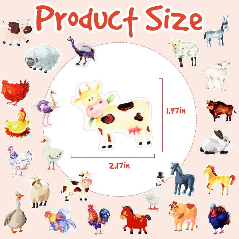 Glenmal ملصقات حيوانات مزرعة جلنمال 100 قطعة للأولاد والبنات ملصقات حيوانات فاخرة مقاومة للماء للزجاجات والهاتف واللوح التزلجي والأمتعة والجيتار وزينة الحفلات - Image 3