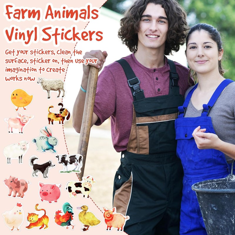 Glenmal ملصقات حيوانات مزرعة جلنمال 100 قطعة للأولاد والبنات ملصقات حيوانات فاخرة مقاومة للماء للزجاجات والهاتف واللوح التزلجي والأمتعة والجيتار وزينة الحفلات - Image 5