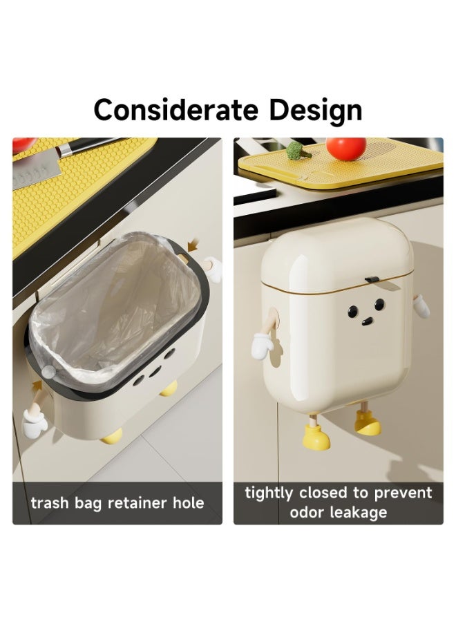 Bukela 3.2gal/12L Compost Bin Kitchen for Counter Top or Under Sink, Plastic Hanging Trash Can with Lid, Wall Mounted Garbage Can for Bathroom, Office, RV - Image 5