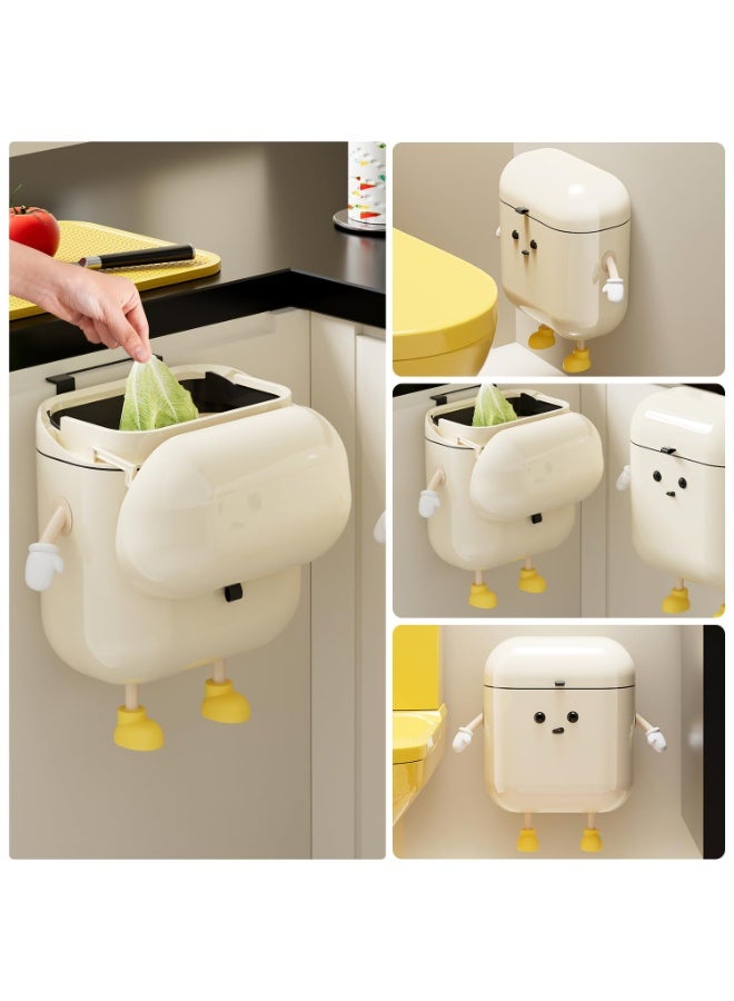 Bukela 3.2gal/12L Compost Bin Kitchen for Counter Top or Under Sink, Plastic Hanging Trash Can with Lid, Wall Mounted Garbage Can for Bathroom, Office, RV - Image 1