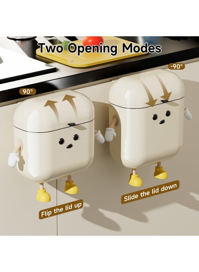 Bukela 3.2gal/12L Compost Bin Kitchen for Counter Top or Under Sink, Plastic Hanging Trash Can with Lid, Wall Mounted Garbage Can for Bathroom, Office, RV - Image 2