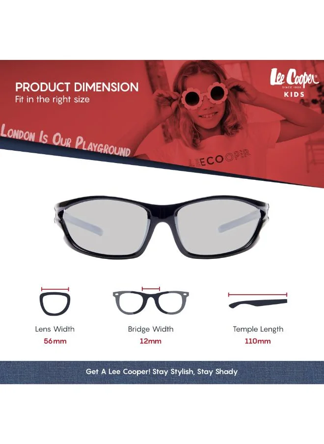 Lee Cooper Polarized Sunglasses Black Frame Silver Mirror Mirror Lens 56mm  - LCK101C01