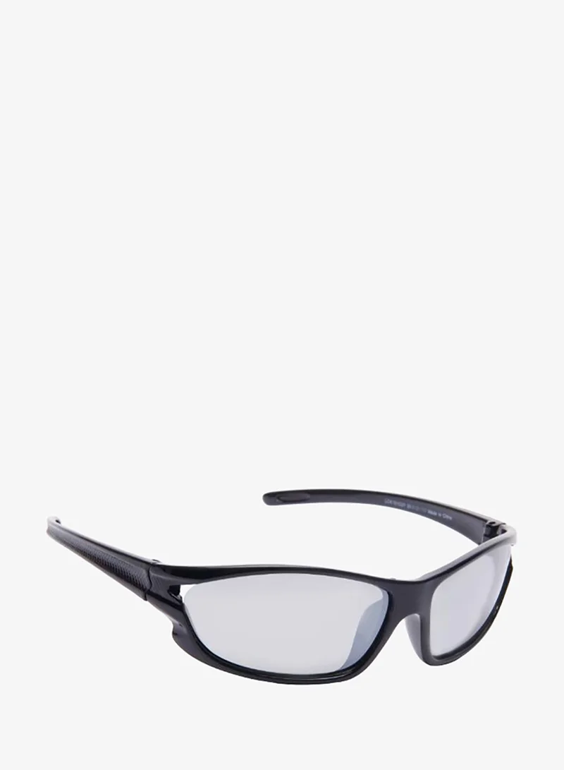 Lee Cooper Polarized Sunglasses Black Frame Silver Mirror Mirror Lens 56mm  - LCK101C01