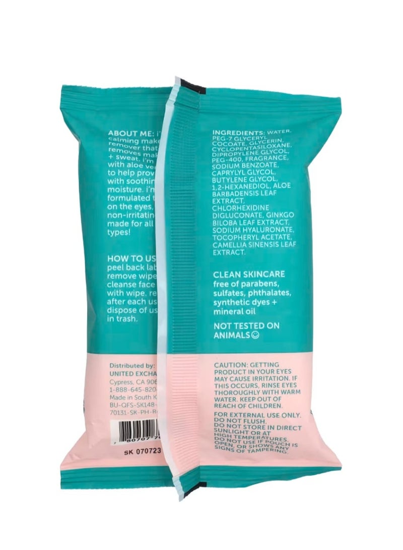 Nu Pore Aloe Makeup Remover Facial Wipes 24 Wipes - Image 2