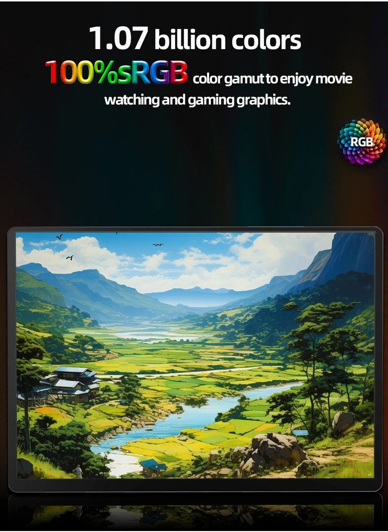 HILUKE - 14'' 2.5K Portable Gaming Monitor with HDR, 60Hz, FreeSync, 10Bit Color, Dual Speakers, USB-C & HDMI, Built-in Kickstand & Cover, Compatible with PC/PS5/Xbox/Switch for Home or Office Use - Image 1