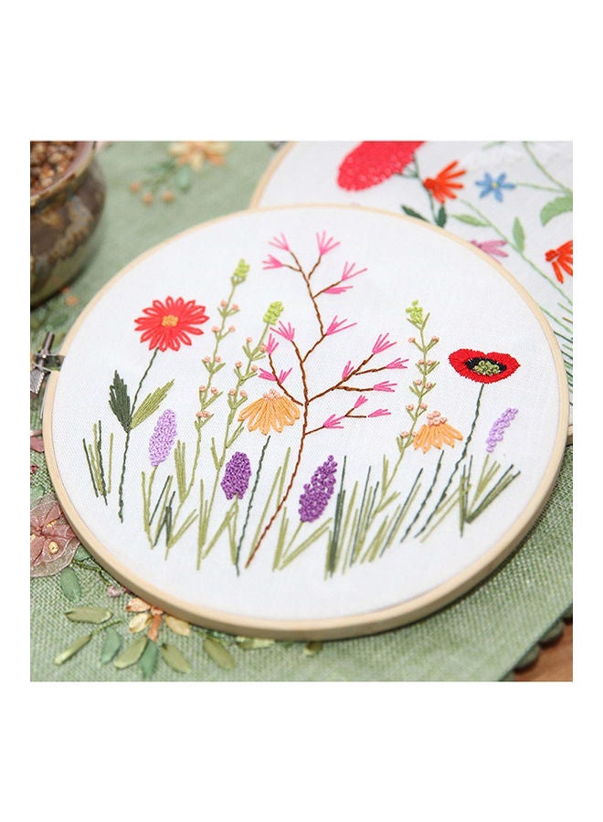 DIY Stamped Embroidery Starter Kit With Flowers Plants Pattern Cloth Multicolour 21x21x21cm - Image 2