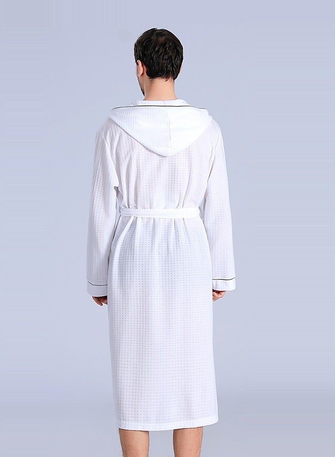 Arabest Luxury Cotton Hooded Bathrobe - Super Soft Waffle Fabric with Piping, Long Lightweight Spa Robe for Bathroom & Bedroom, Indoor Outdoor Use (Bathrobe, Shower Robe)  - Image 2