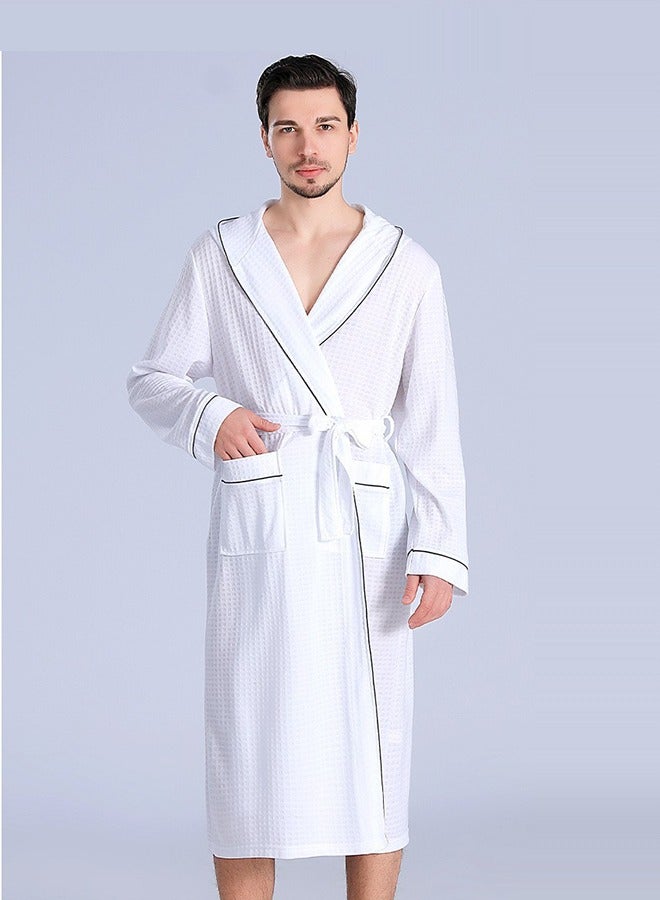 Arabest Luxury Cotton Hooded Bathrobe - Super Soft Waffle Fabric with Piping, Long Lightweight Spa Robe for Bathroom & Bedroom, Indoor Outdoor Use (Bathrobe, Shower Robe)  - Image 1