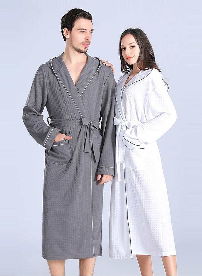 Arabest Luxury Cotton Hooded Bathrobe - Super Soft Waffle Fabric with Piping, Long Lightweight Spa Robe for Bathroom & Bedroom, Indoor Outdoor Use (Bathrobe, Shower Robe)  - Image 5