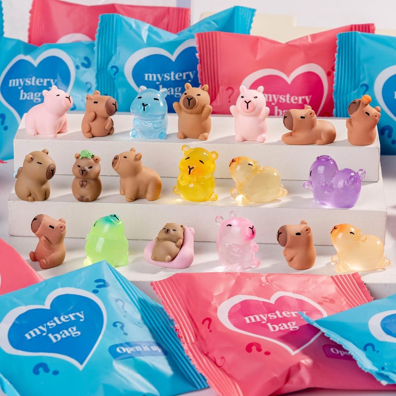 Nerfcareani 100 Pcs Mystery Bag Mini Resin Capibara Individually Packaged Blind Bags Cute Collectible Resin for Fairy Garden Accessories, Random Design - Image 1
