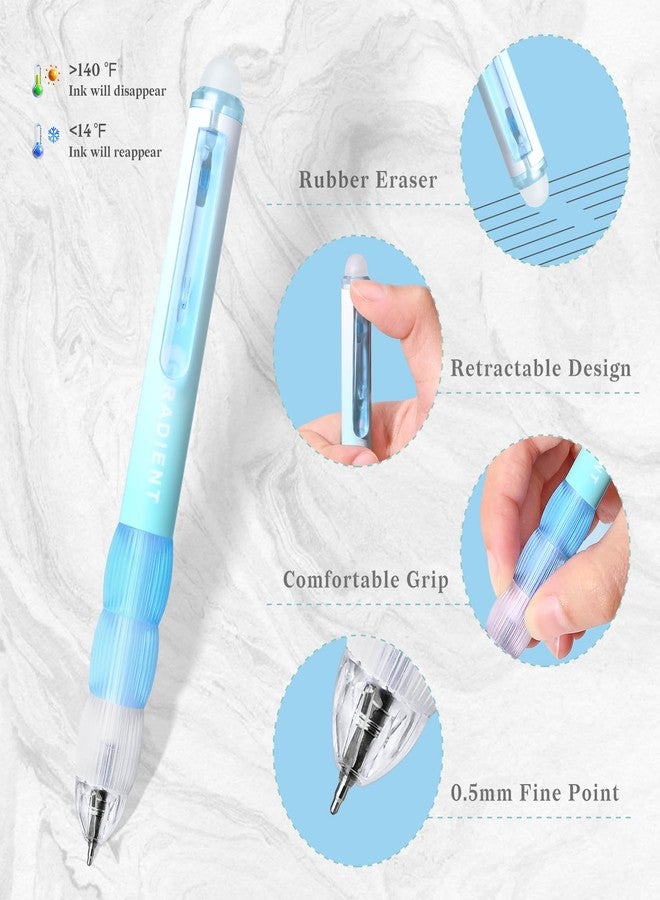 Temiary Retractable Erasable Gel Pens, Make Mistakes Disappear, 8 Pcs Pens & 10 Pcs Refills, Cute Pen with Eraser, 0.5 mm Fine Point, Aesthetic Pen for Writing Crossword Puzzles (Black Ink) - Image 4