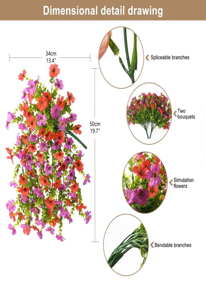 ZFProcess Artificial Hanging Flowers for Outdoors Spring Summer Decoration, 2 Pack Silk Fake Daisy Realistic Outdoor Flowers UV Resistant Porch Patio Window Yard Decor(Purple Red) - Image 2