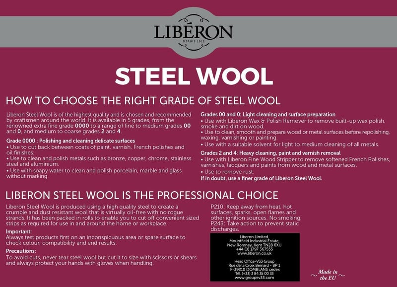 Liberon #0000 Steel Wool 1/2 lb. Roll - Image 2