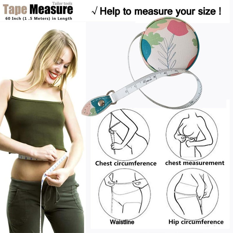 Z_جوده وثقه Tape Measure for Body Measuring Fabric Sewing Tailor Ruler Flexible Soft Pocket Small Mini Body Measurement Cloth Measuring Tape 60 Inch Premium Leather Retractable Tape Measure - Image 3