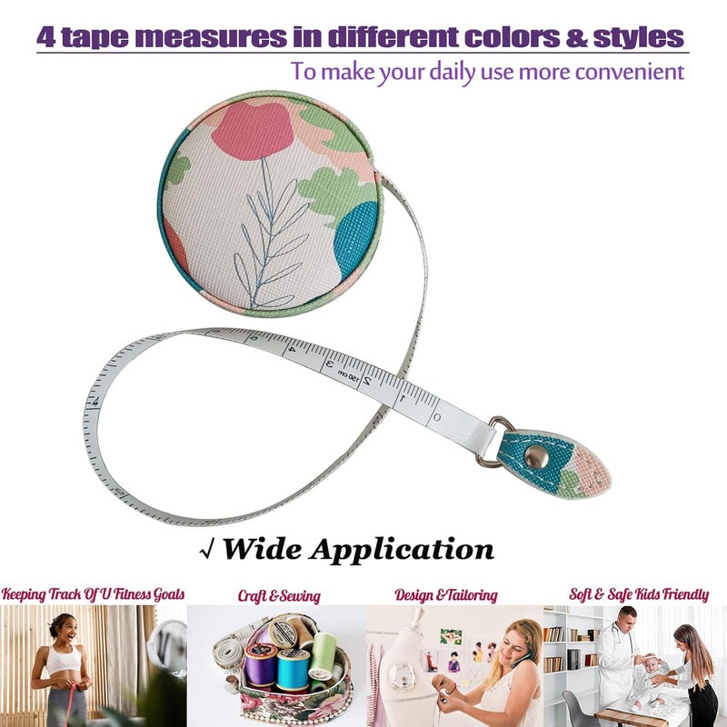 Z_جوده وثقه Tape Measure for Body Measuring Fabric Sewing Tailor Ruler Flexible Soft Pocket Small Mini Body Measurement Cloth Measuring Tape 60 Inch Premium Leather Retractable Tape Measure - Image 2