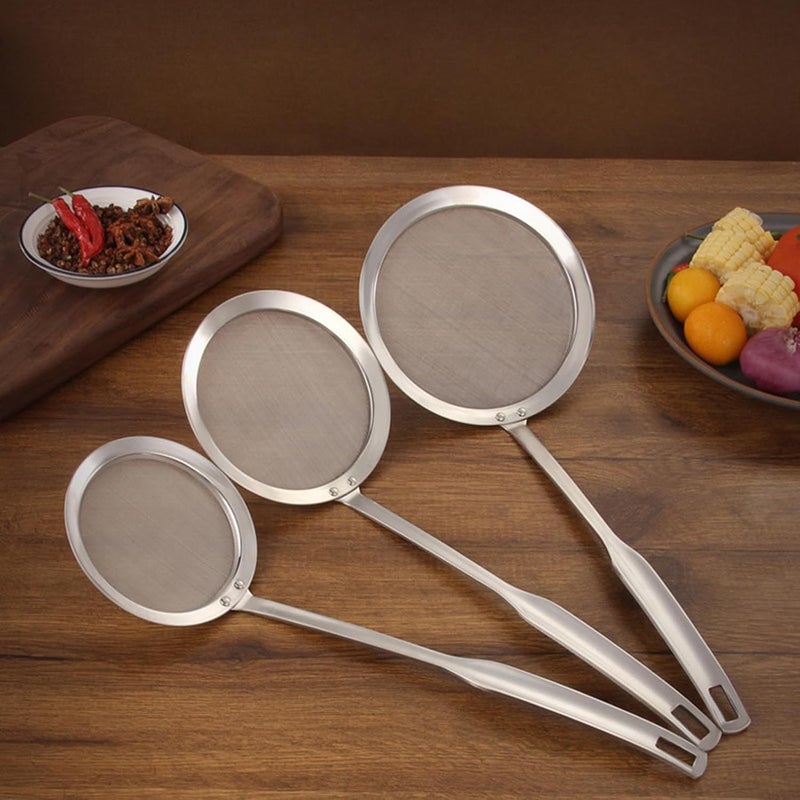 ONESWI Stainless Steel Fat Skimmer Spoon, Kitchen Fine Mesh Food Strainer and Hot Pot Skimmer with Long Handle for Skimming, Cooking, Frying, Grease, Gravy and Foam (5.5" Fine Mesh Skimmer) - Image 4