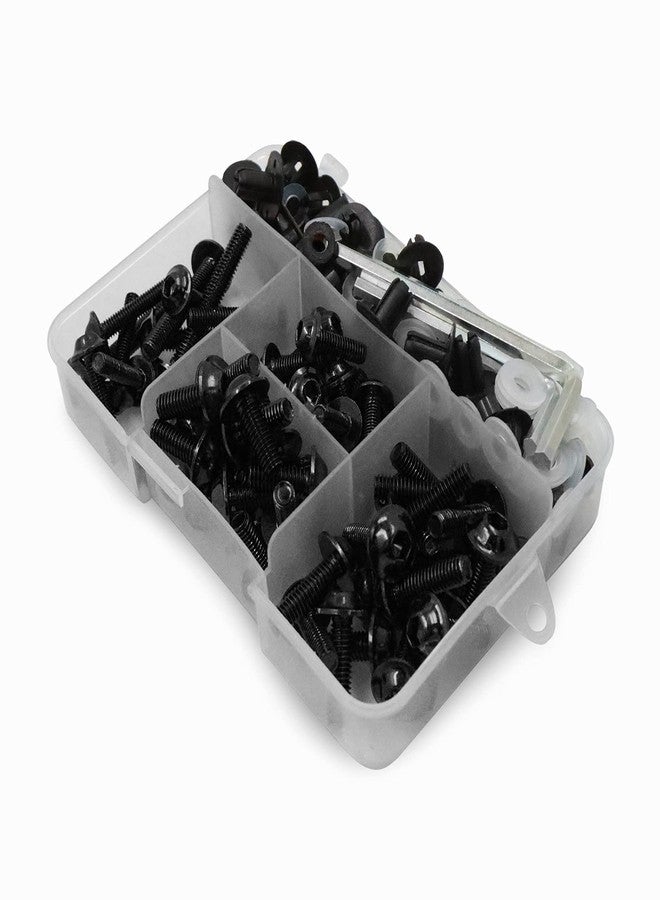 BAIONE Worldmotop Fairing Bolt Kit Screws Fasteners Universal Compatible with Yamaha Honda Kawasaki Suzuki BMW,Fairing Bolt Kits Metric Bolts and Nuts Kit(Black) - Image 1