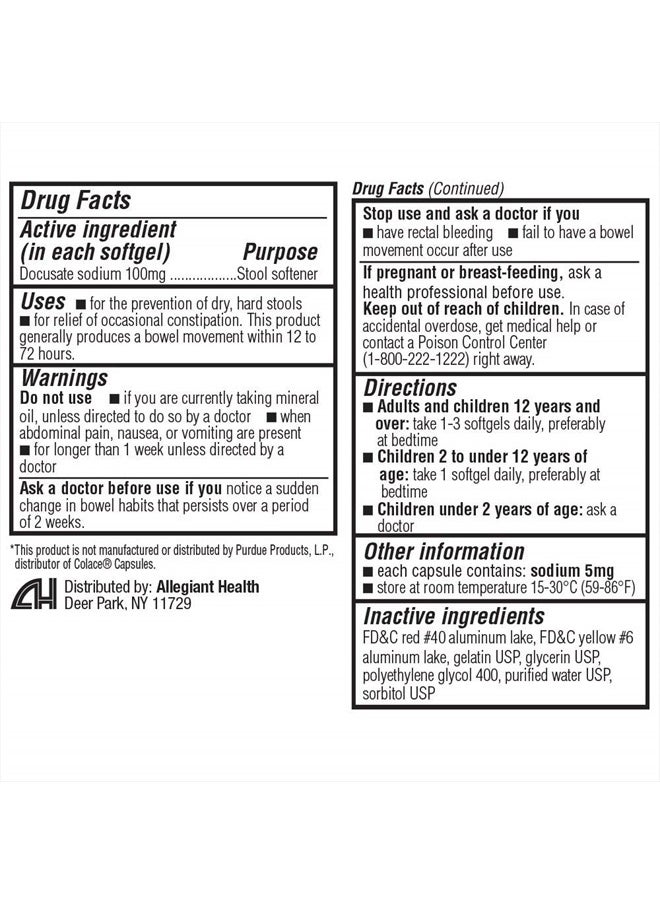 HealthA2Z ® Stool Softener | Docusate Sodium 100mg | Red Capsules | Dependable | Gentle Constipation Relief (100 Counts (Pack of 1))  - Image 4