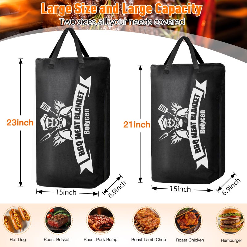 Bolycen Upgraded BBQ Blanket for Resting Meat - Air Fryer Kitchen Camping Baking Party Essential -Smoker Accessories Brisket Blanket - Insulated Meat Resting Bag with Wide Mouth for Steak/ Pork Shoulder/ Turkey - Birthday Anniversary BBQ Accessories Grilling Gifts for Men Dad Husband(21inch) - Image 2