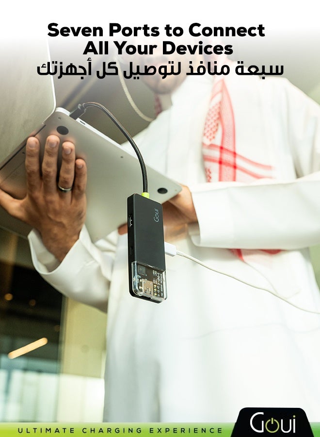 جوي هوب 100 واط فائق السرعة 7 في 1: توسيع الاتصال مع USB-C، HDMI، USB-A 3.0، فتحات SD/Micro SD ونقل بيانات عالي السرعة - Image 3