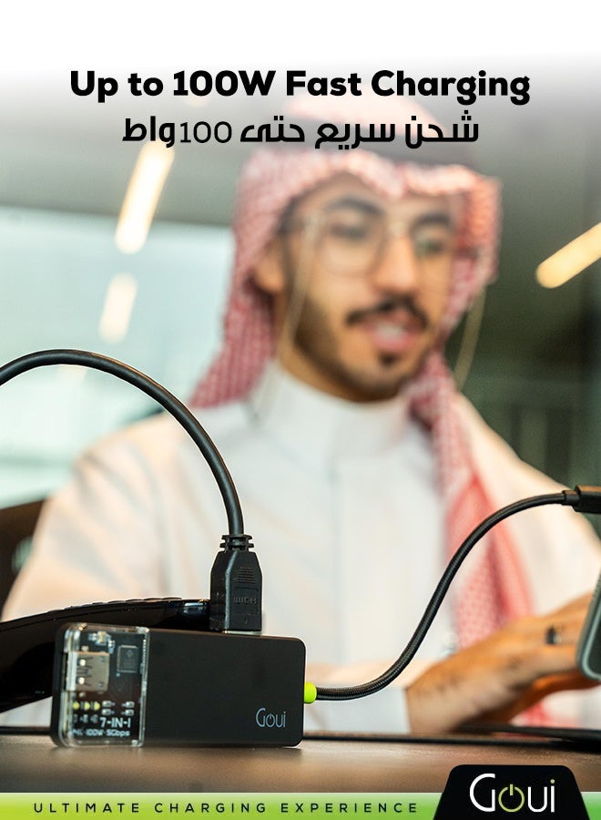 جوي هوب 100 واط فائق السرعة 7 في 1: توسيع الاتصال مع USB-C، HDMI، USB-A 3.0، فتحات SD/Micro SD ونقل بيانات عالي السرعة - Image 5