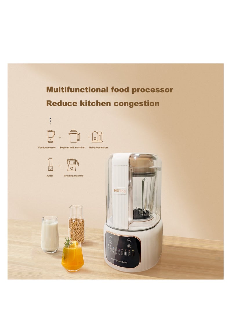 Smart Blender Smoothie Maker,1.65L Professional Blenders,Food Processor,Baby Food Blender with Heating Function Timer for Crushing Ice,Soup, Fruit, Vegetable,Soybean Milk,Coffee/1800W,Beige