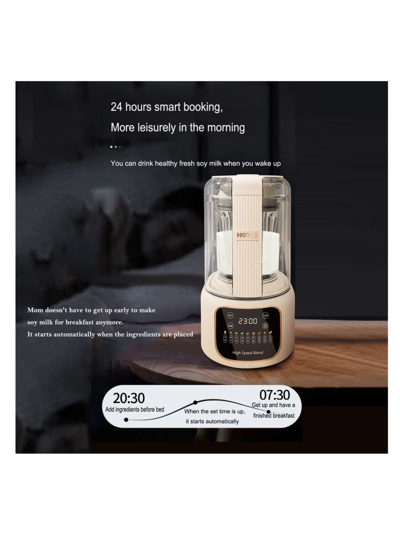 Smart Blender Smoothie Maker,1.65L Professional Blenders,Food Processor,Baby Food Blender with Heating Function Timer for Crushing Ice,Soup, Fruit, Vegetable,Soybean Milk,Coffee/1800W,Beige