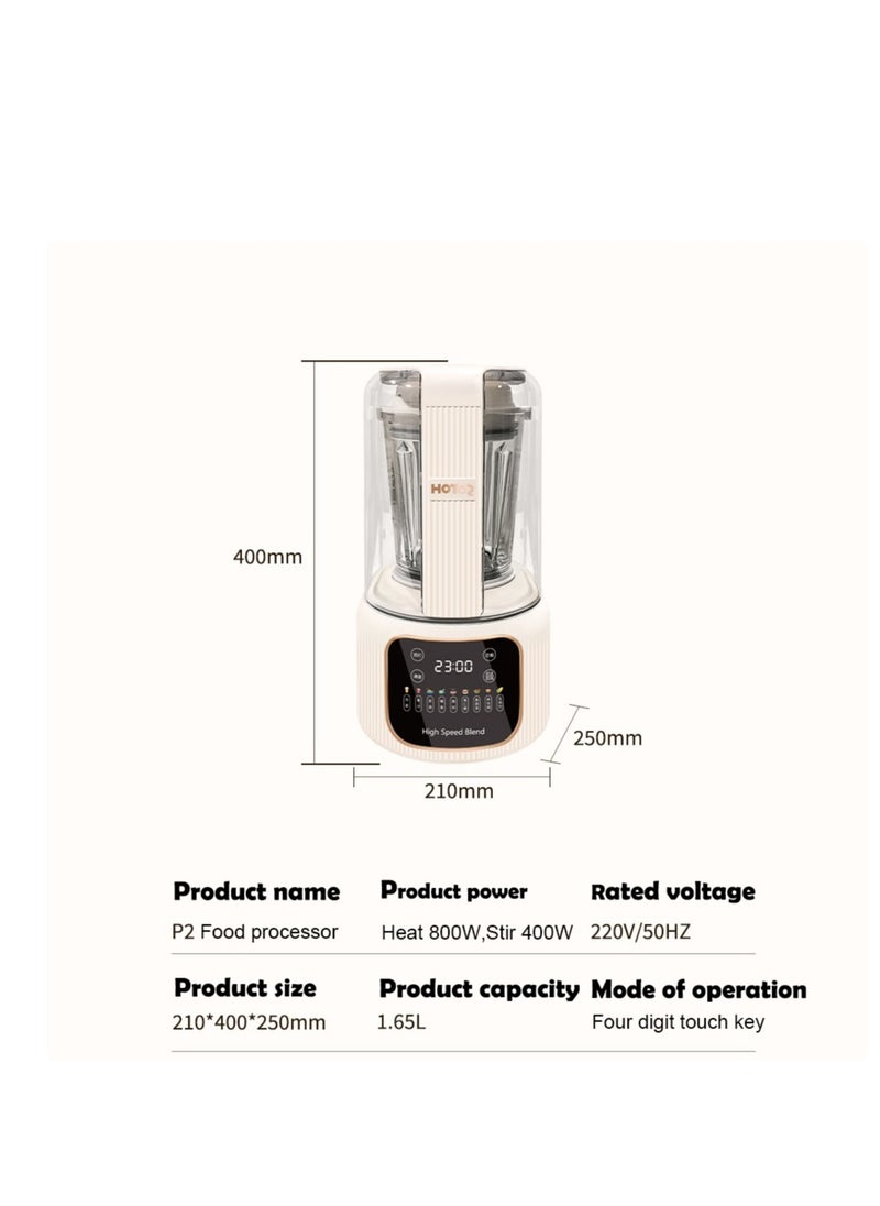 Smart Blender Smoothie Maker,1.65L Professional Blenders,Food Processor,Baby Food Blender with Heating Function Timer for Crushing Ice,Soup, Fruit, Vegetable,Soybean Milk,Coffee/1800W,Beige