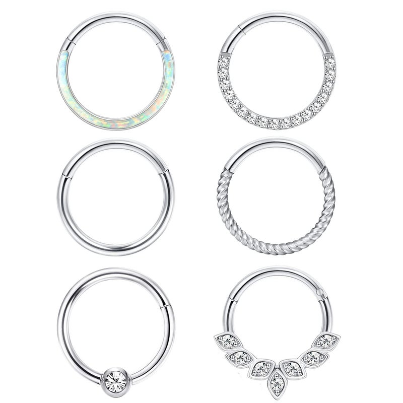 THUNARAZ 316L Surgical Steel Hinged Nose Rings Hoop 16G 18G Septum Rings for Women Men Clicker Cartilage Earrings Daith Helix Hoop Tragus Conch Piercing Jewelry 8mm 10mm - Image 1