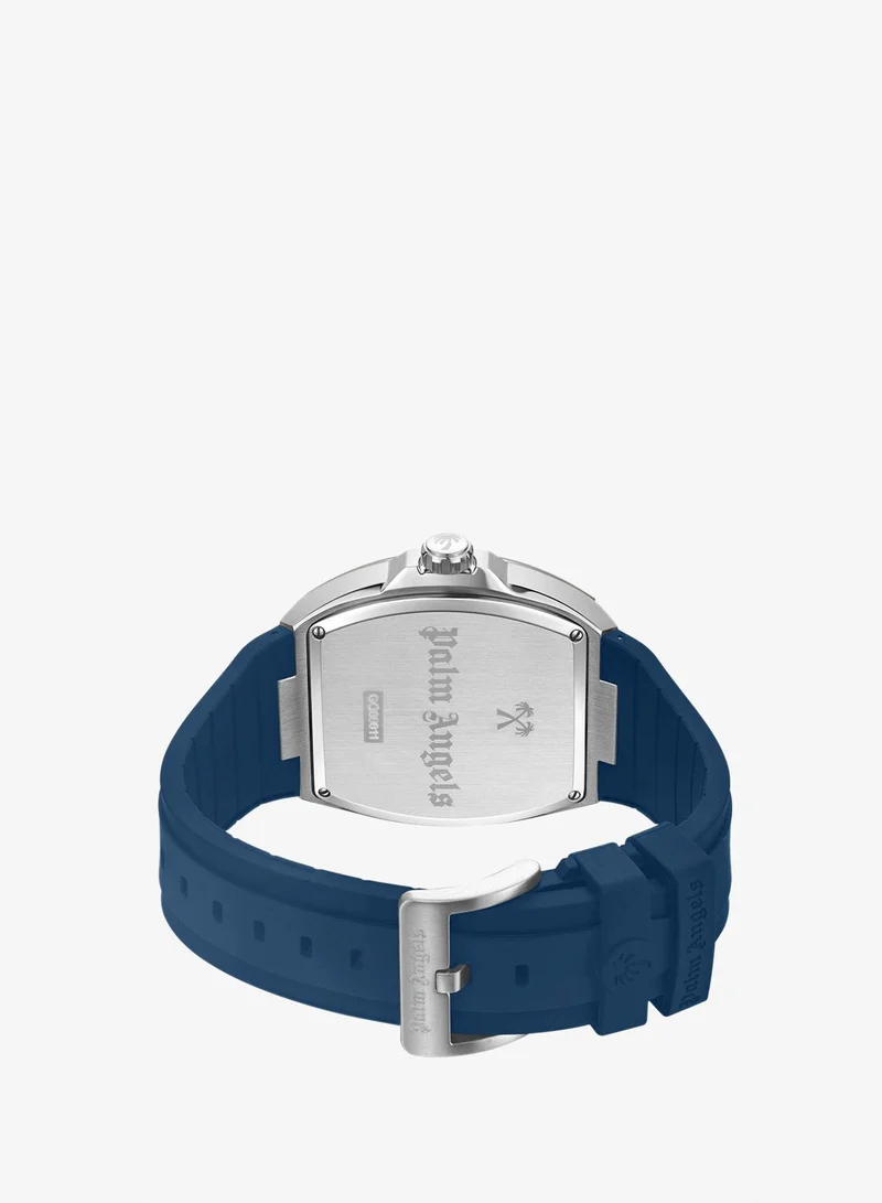 Palm Angels blue Vortex Black-Blue Dial Blue Silicone Strap Multifunction Watch for Men, 42mm for Men | Best Price UAE