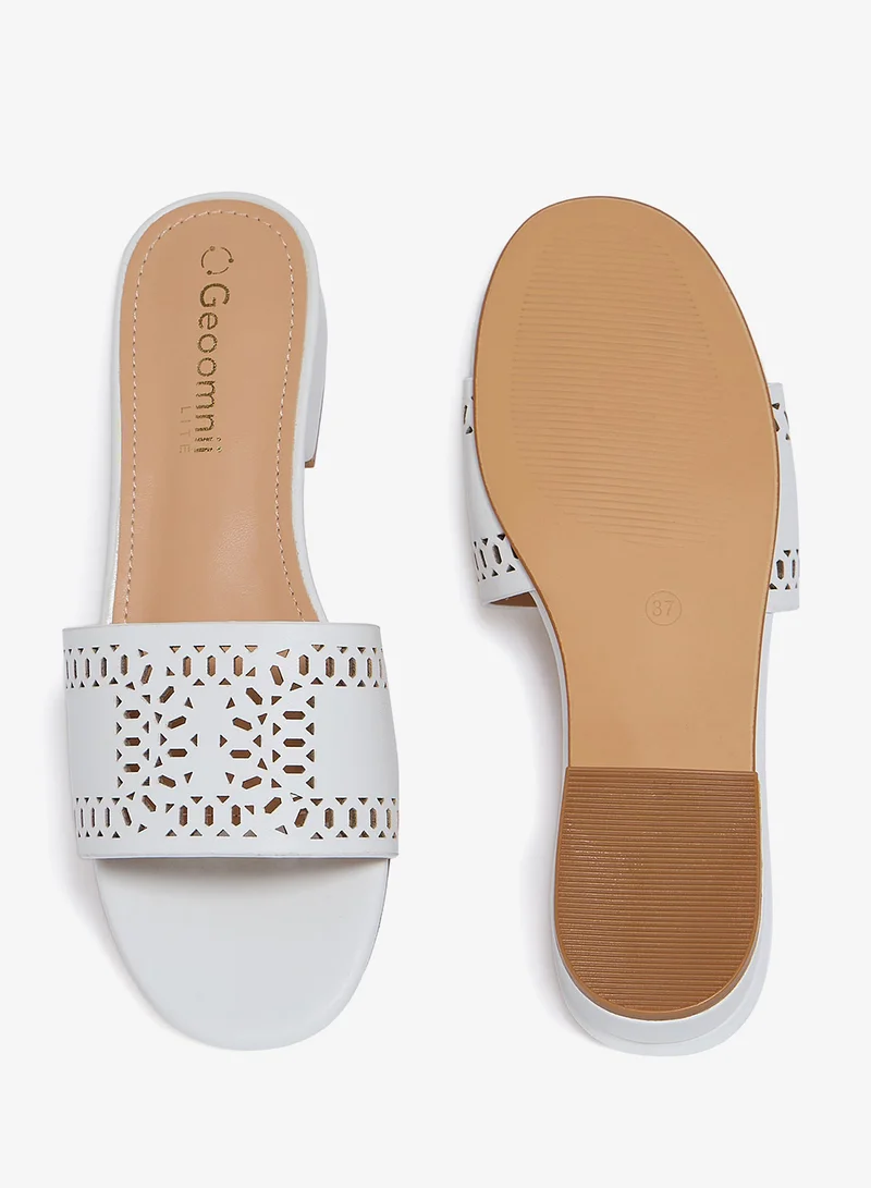 Geoomnii WHITE Geoomnii Flat Sandals for Women – Comfortable Slip-On Casual Summer Sandals for Daily Wear, Walking & Travel for Women | Best Price UAE
