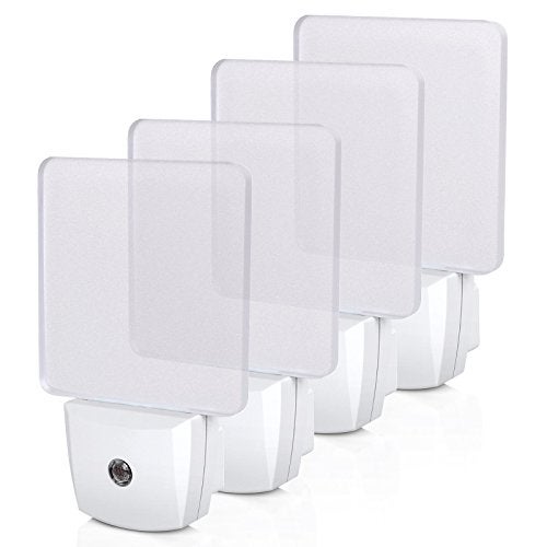 DEWENWILS Plug-in LED Night Light with Light Sensor,Warm White, Dusk to Dawn Sensor Flat Nightlight for Bathroom, Hallway, Bedroom, Living Room, UL Listed, 4 Pack - Image 1