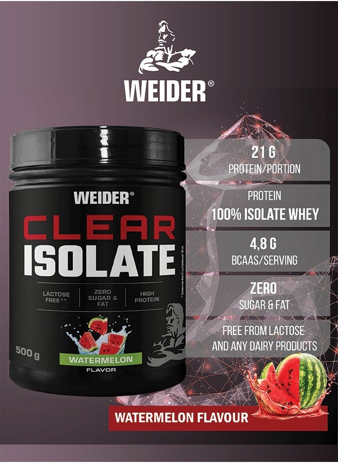 Weider Clear Isolate  500g, Water Melon, Lactose Free - Zero Sugar & Fat - High Protein Refreshing Drink  - Image 2