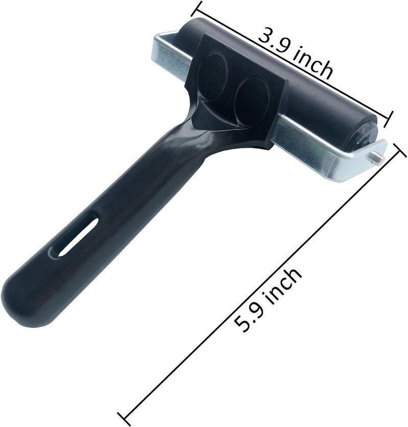 Benvo Rubber Brayer 4 inch Rubber Roller for Printmaking, Painting, Applying Glue, Wallpaper, Block Stamping Anti Skid Construction Tools with Hard Rubber Drum(Black, Classic Version) - Image 2