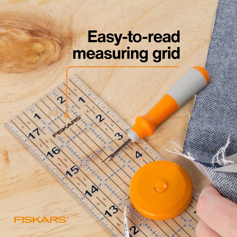 Fiskars Sewing Ruler, 3" x 18" Acrylic Ruler with Gridlines, Sewing and Quilting Supplies, Arts and Craft Supplies, Clear - Image 4