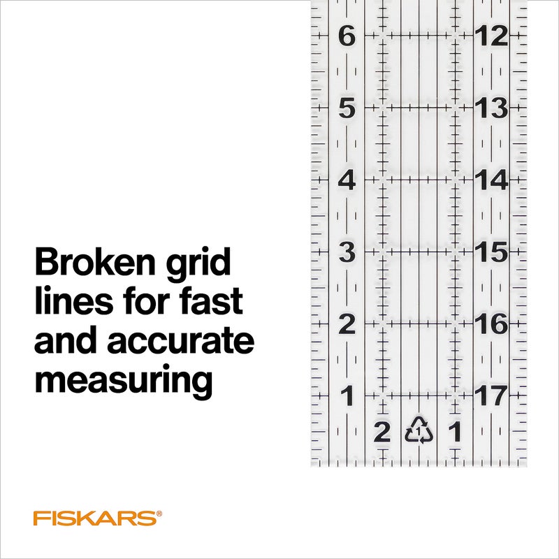 Fiskars Sewing Ruler, 3" x 18" Acrylic Ruler with Gridlines, Sewing and Quilting Supplies, Arts and Craft Supplies, Clear - Image 3
