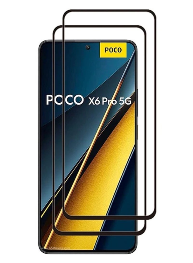 قطعتان من واقي الشاشة لهاتف Xiaomi Poco X6 Pro واقي شاشة من الزجاج المقسى تغطية كاملة للشاشة HD وضوح مضاد للكسر وزجاج مقاوم للخدش لهاتف Xiaomi Poco X6 Pro 5G - Image 1